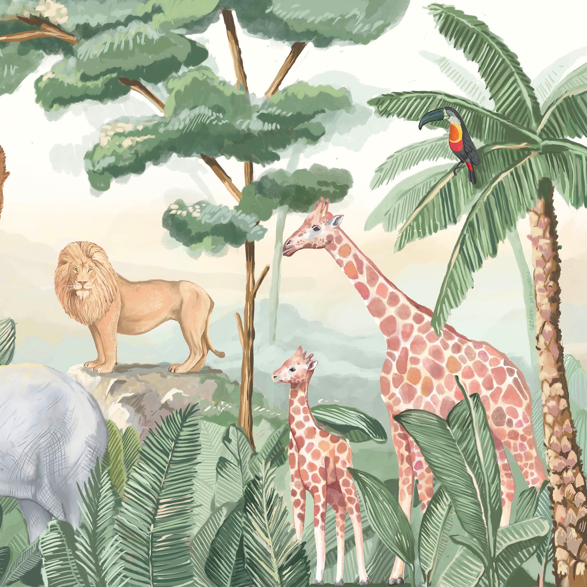 LA JUNGLA DE ANIMALES SALVAJES. Disponible en 3 materiales y 4 tonalidades diferentes. - vinilaroom