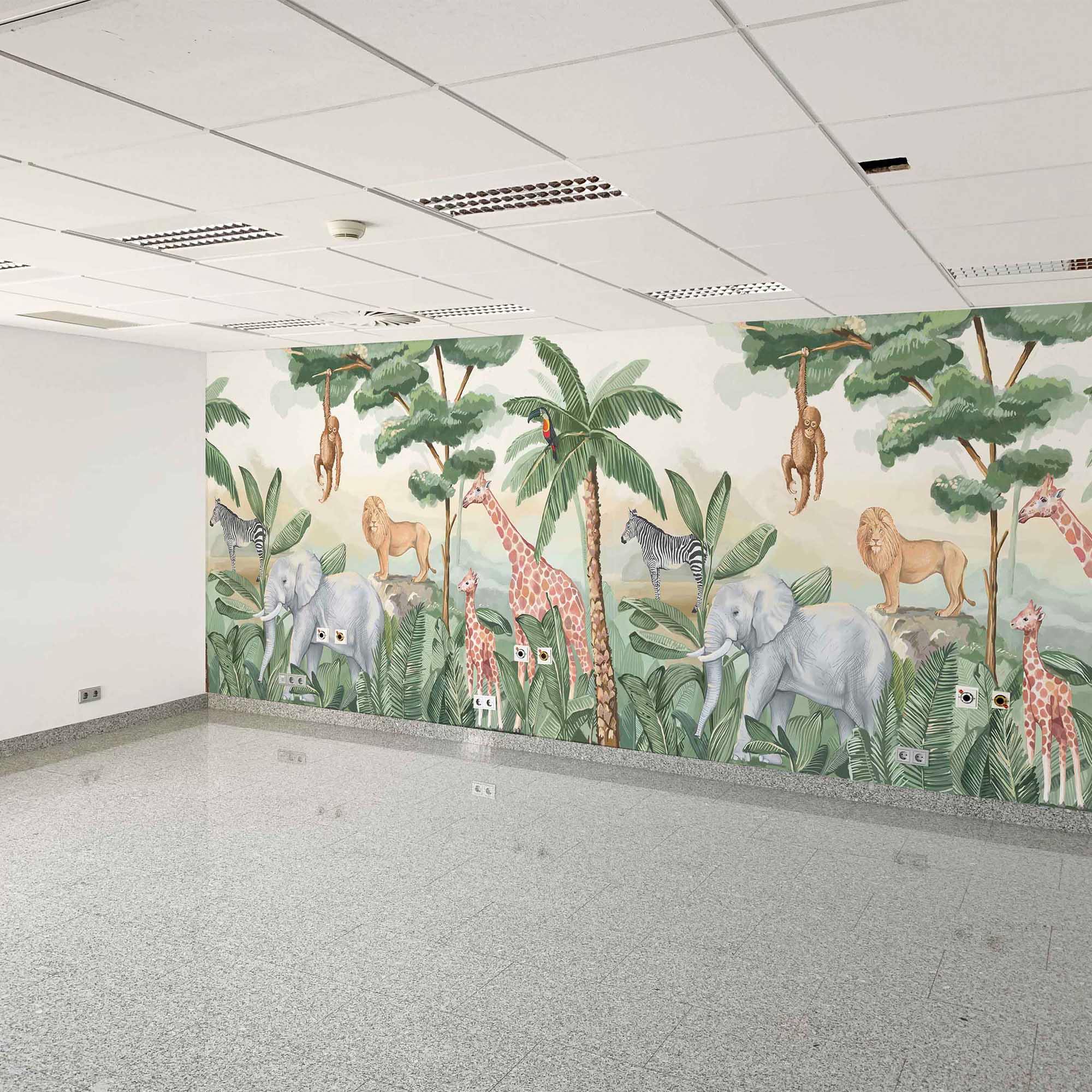 LA JUNGLA DE ANIMALES SALVAJES. Disponible en 3 materiales y 4 tonalidades diferentes. - vinilaroom