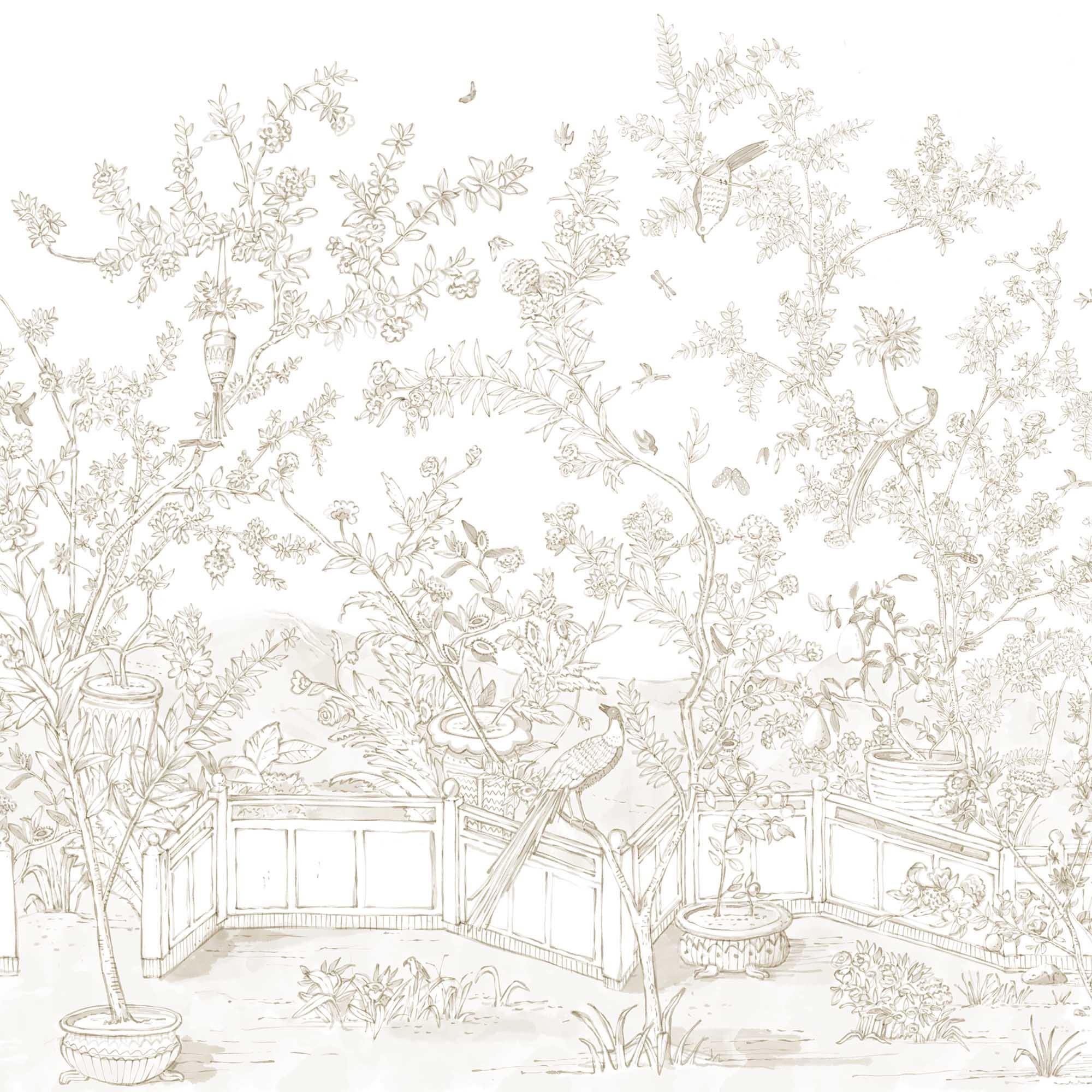 Mural Chinoiserie en Papel de Vinilo Autoadhesivo. Disponible en varios colores y materiales. - vinilaroom