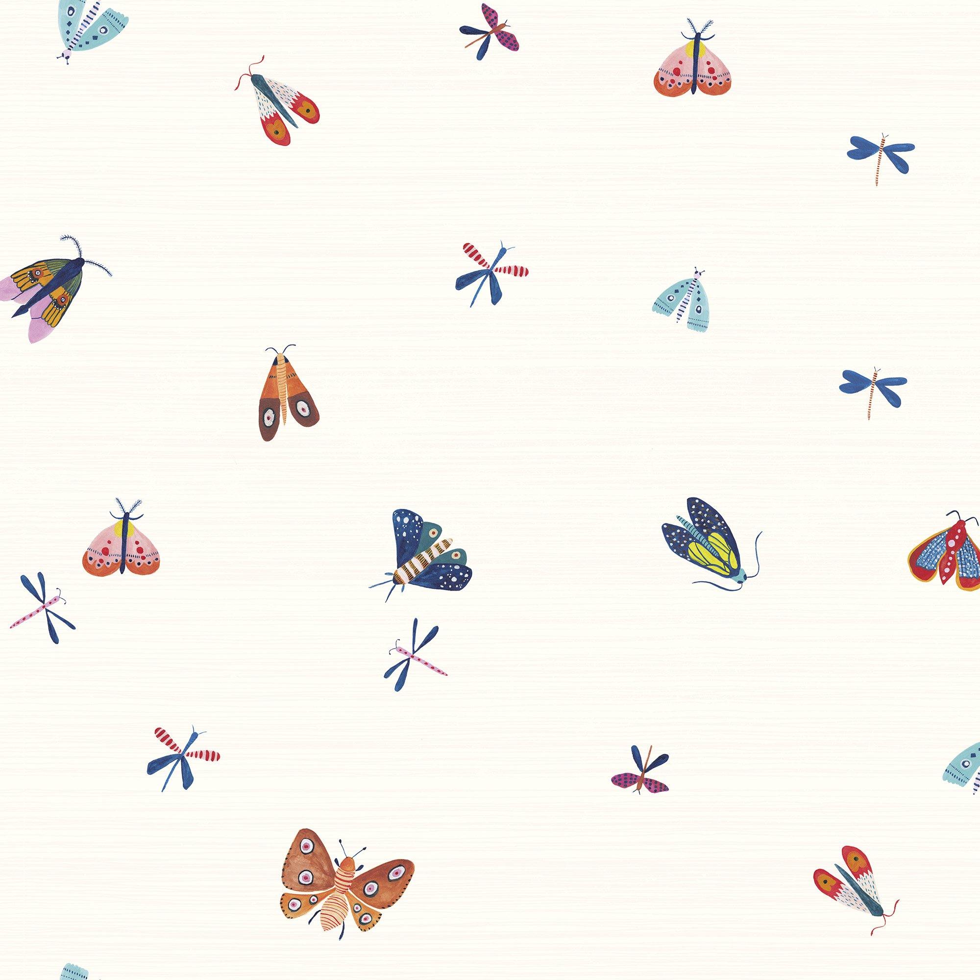 Vinilo MARIPOSARIO NAIF pintado con acuarelas por Magdalena Orlowska. A medida y en varios colores de fondo. - vinilaroom