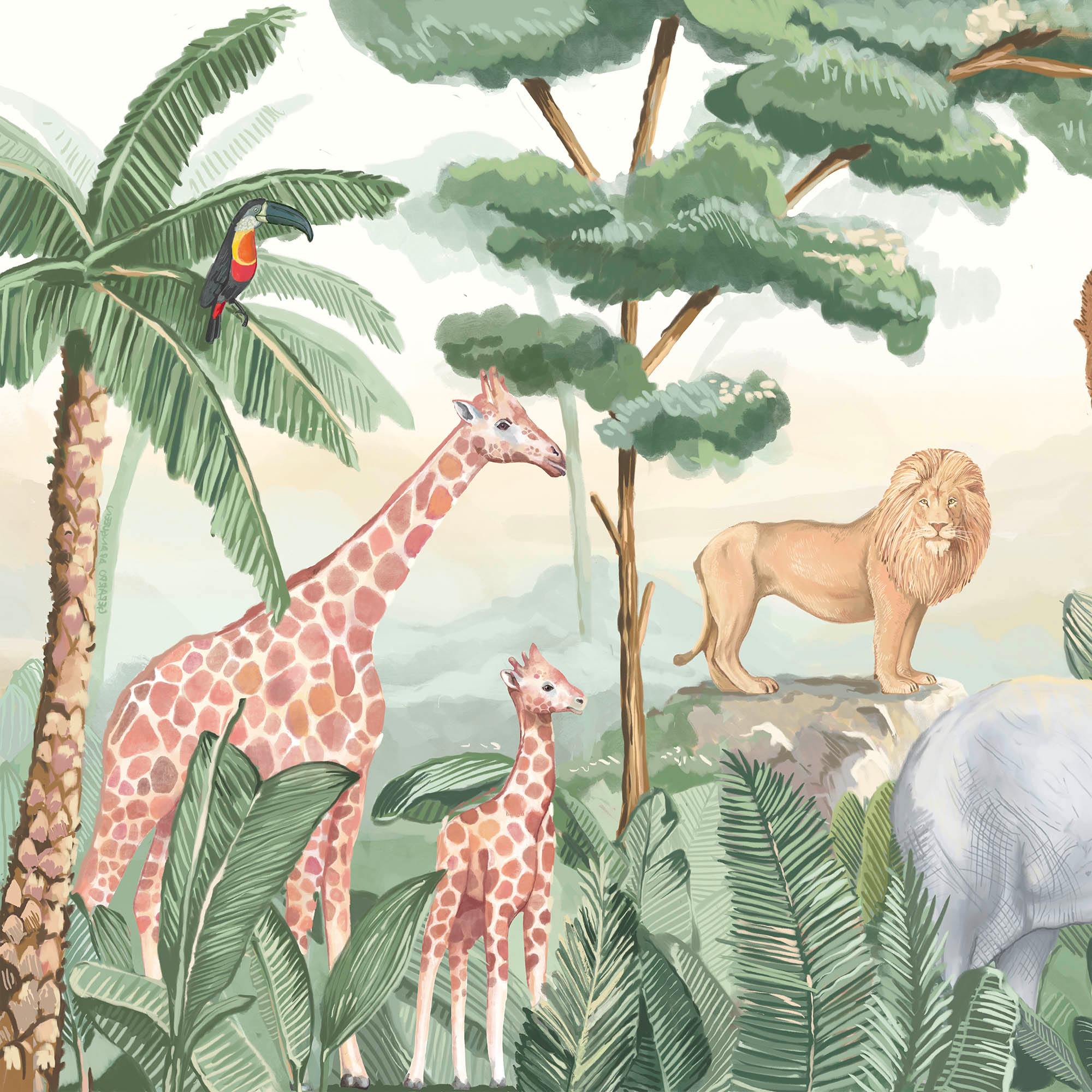 LA JUNGLA DE ANIMALES SALVAJES. Disponible en 3 materiales y 4 tonalidades diferentes. - vinilaroom