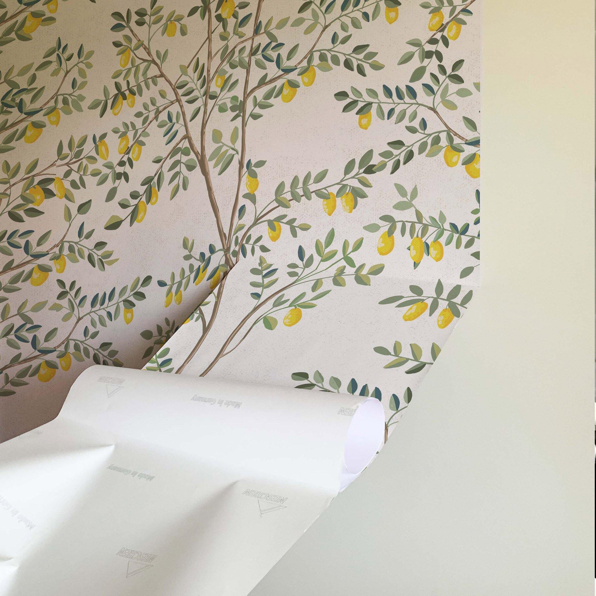 El sol del limonero. A medida. Fondo Blanco Roto. Despégalo y pégalo donde quieras - vinilaroom