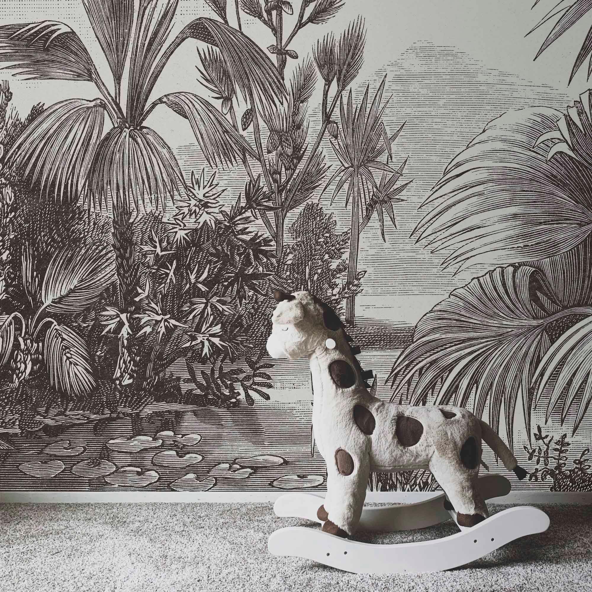 Mural Grabado Selva Vintage. A medida y disponible en varios colores - vinilaroom