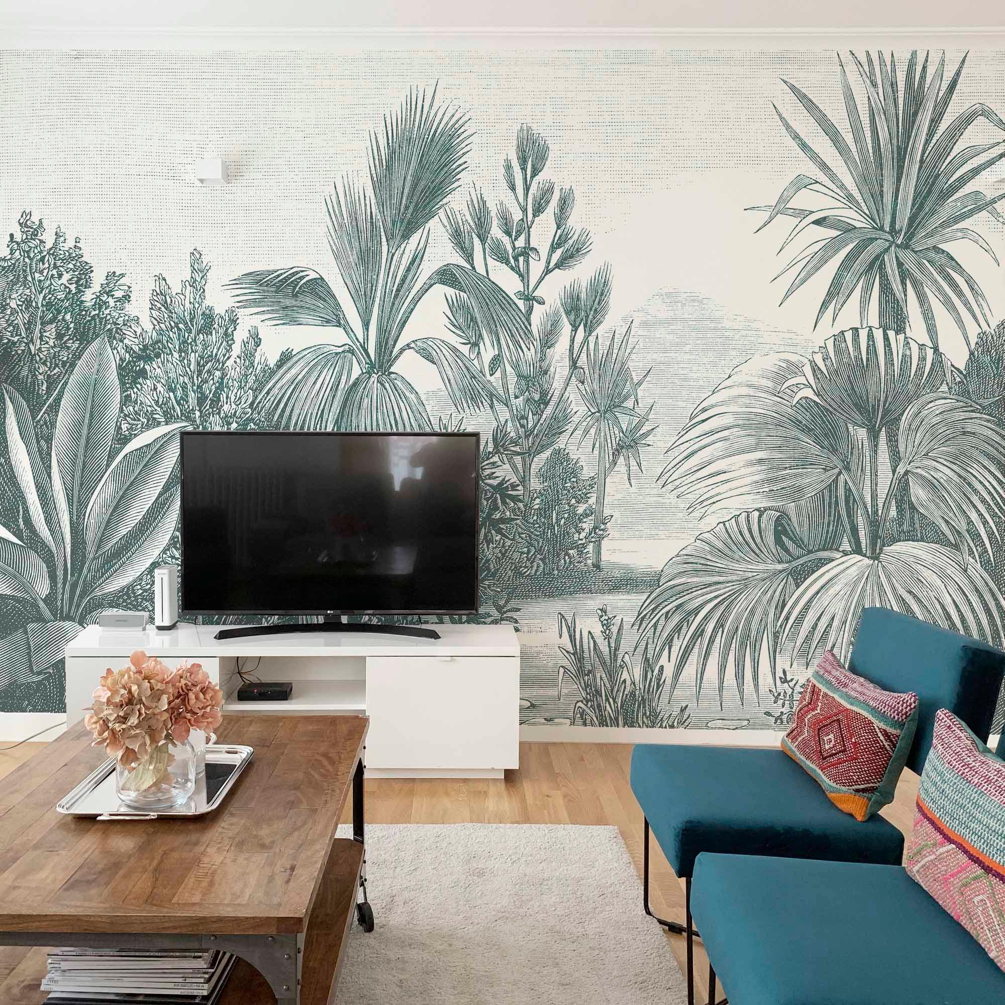 Mural Grabado Selva Vintage. A medida y disponible en varios colores - vinilaroom