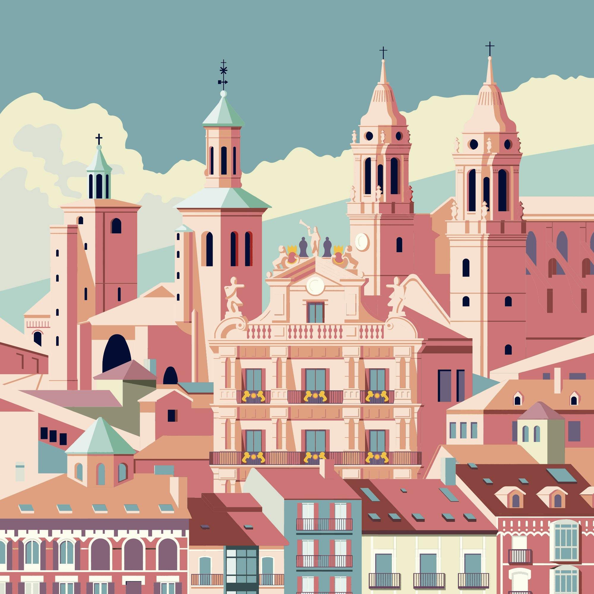 Lamina Atardecer en Pamplona 100x140cm. Disponible en varios soportes. Edición limitada. - vinilaroom