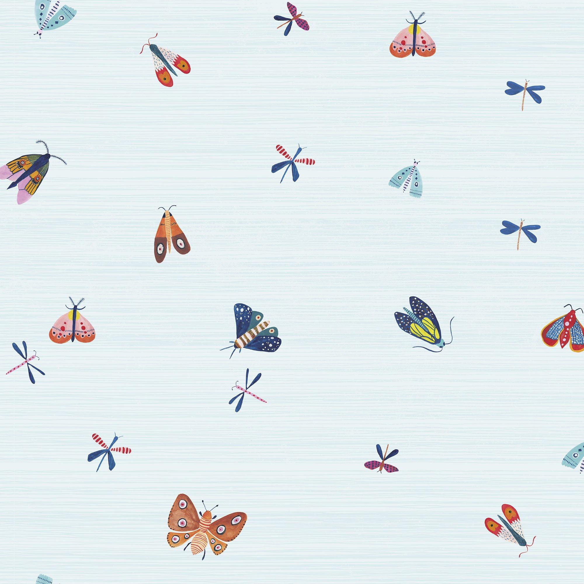 Vinilo MARIPOSARIO NAIF pintado con acuarelas por Magdalena Orlowska. A medida y en varios colores de fondo. - vinilaroom