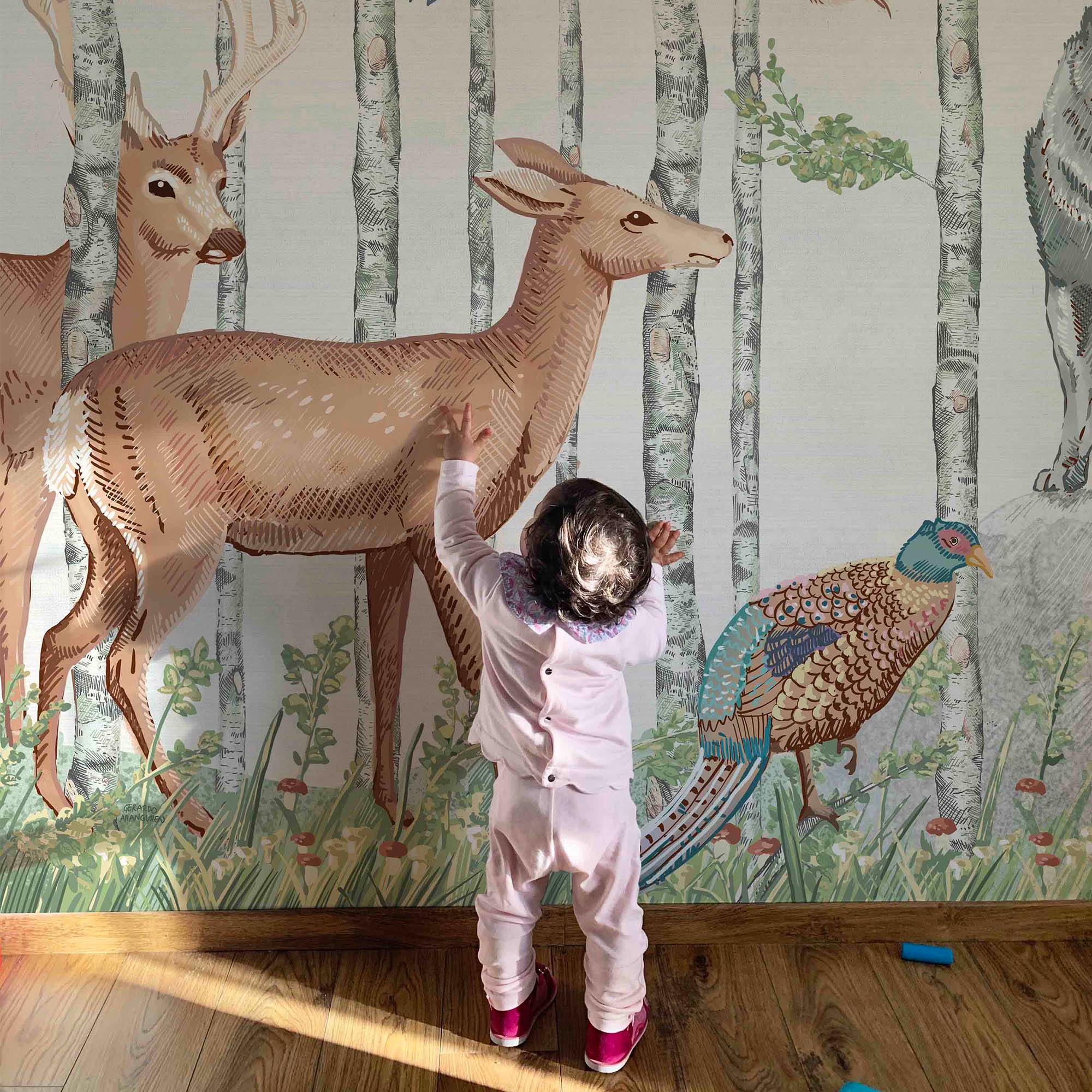 ANIMALES DEL BOSQUE. Disponible en 3 colores de fondo. Despégalo y pégalo donde quieras. - vinilaroom