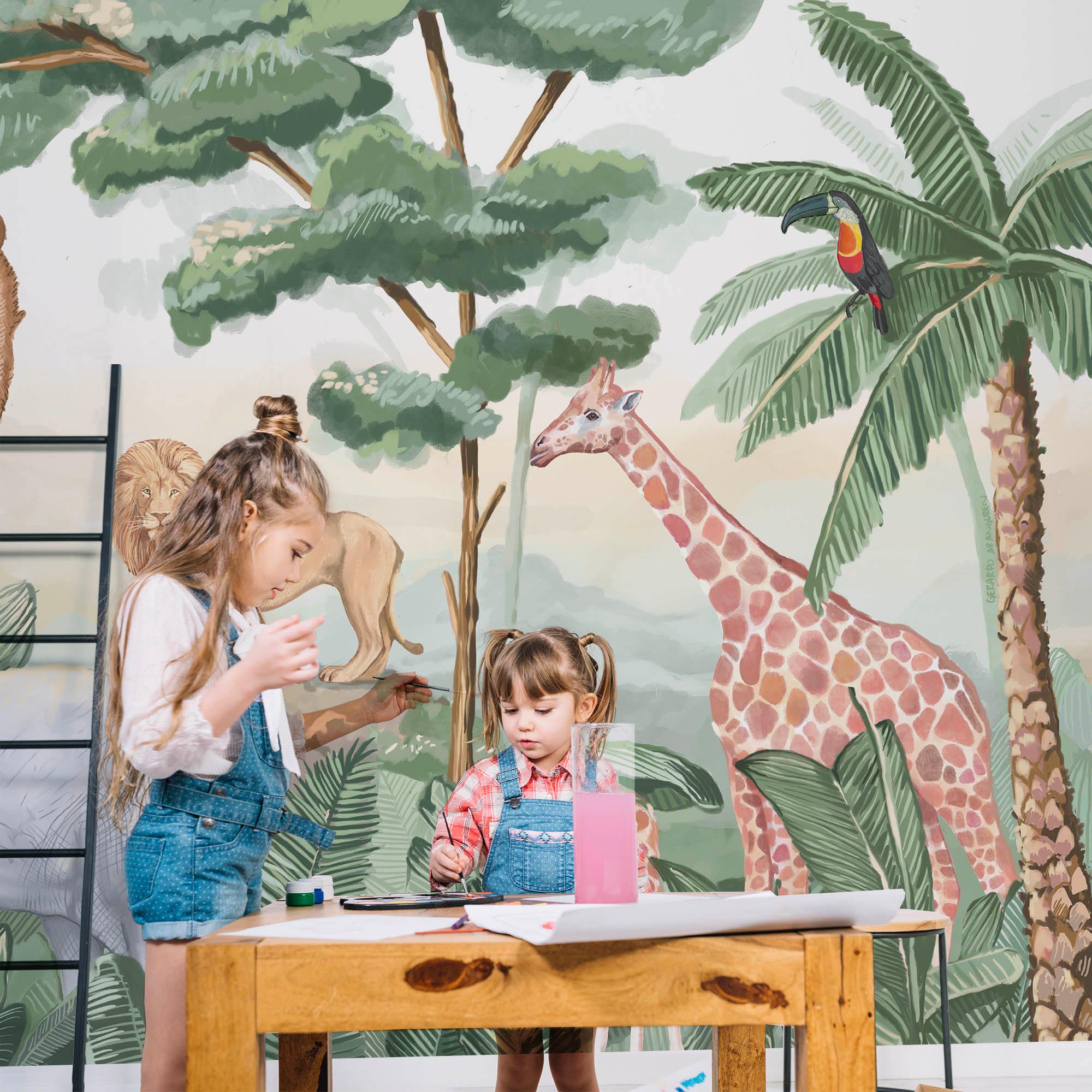 LA JUNGLA DE ANIMALES SALVAJES. Disponible en 3 materiales y 4 tonalidades diferentes. - vinilaroom