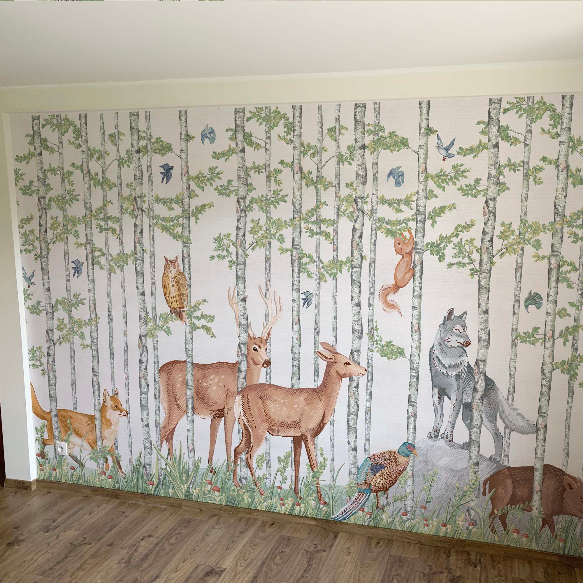 ANIMALES DEL BOSQUE. Disponible en 3 colores de fondo. Despégalo y pégalo donde quieras. - vinilaroom