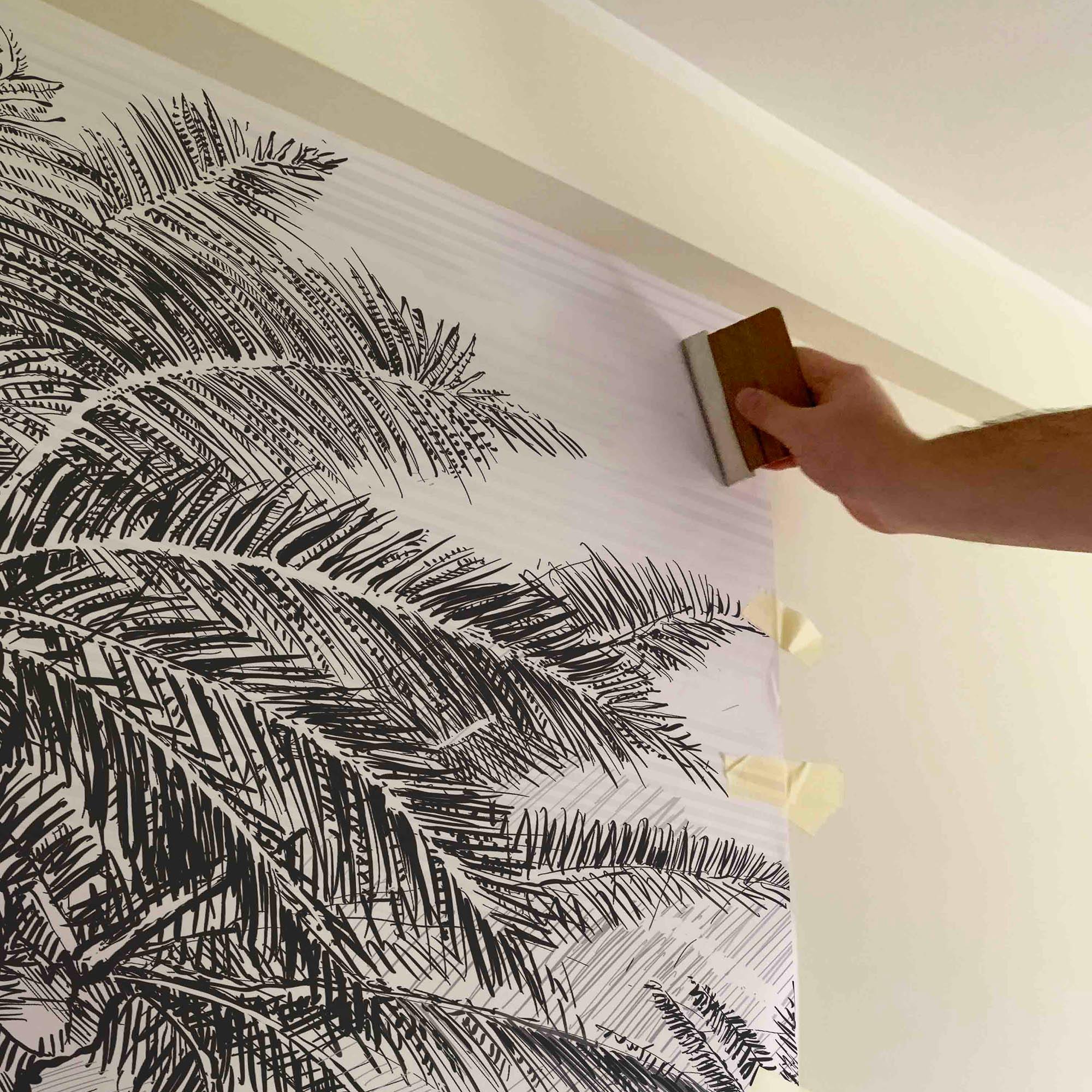 MURAL GRABADO DEL ALTIPLANO. Pintado a tinta por Gerardo Aranguren en colaboración con @alfombrasetnicas. Fondo blanco roto - vinilaroom