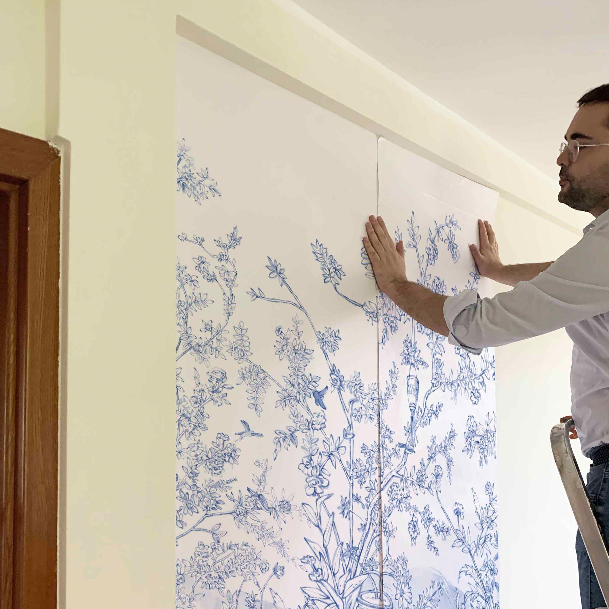 Mural Chinoiserie en Papel de Vinilo Autoadhesivo. Disponible en varios colores y materiales. - vinilaroom