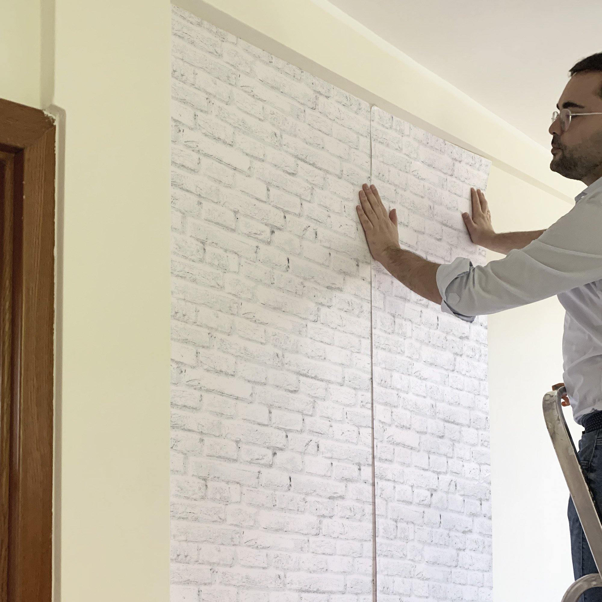 Vinilo autoadhesivo Muro de Ladrillo Blanco. A medida. Despégalo y pégalo donde quieras - vinilaroom