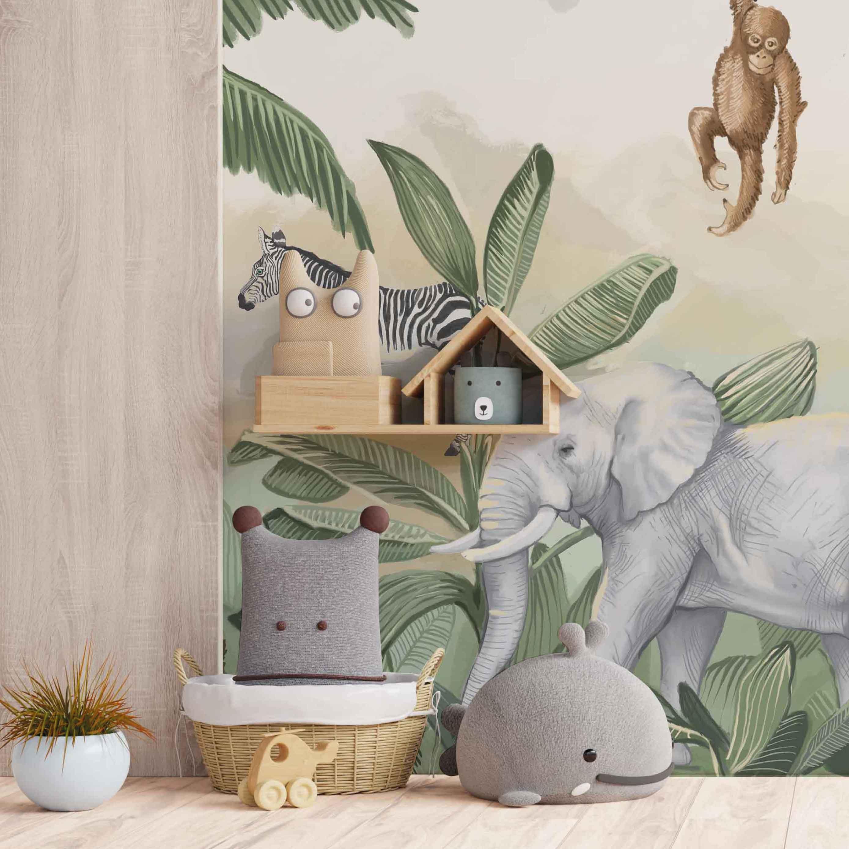 LA JUNGLA DE ANIMALES SALVAJES. Disponible en 3 materiales y 4 tonalidades diferentes. - vinilaroom