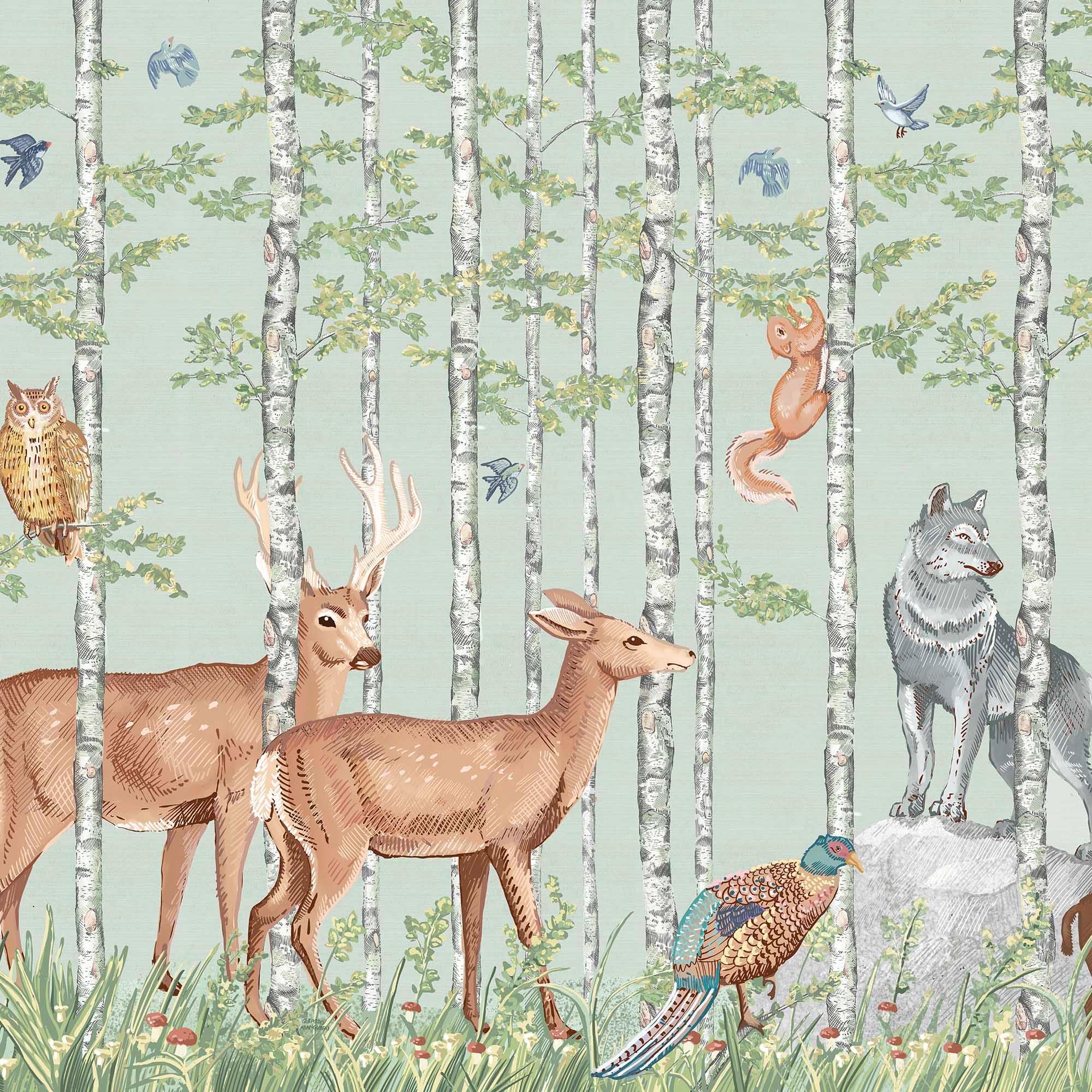 ANIMALES DEL BOSQUE. Disponible en 3 colores de fondo. Despégalo y pégalo donde quieras. - vinilaroom