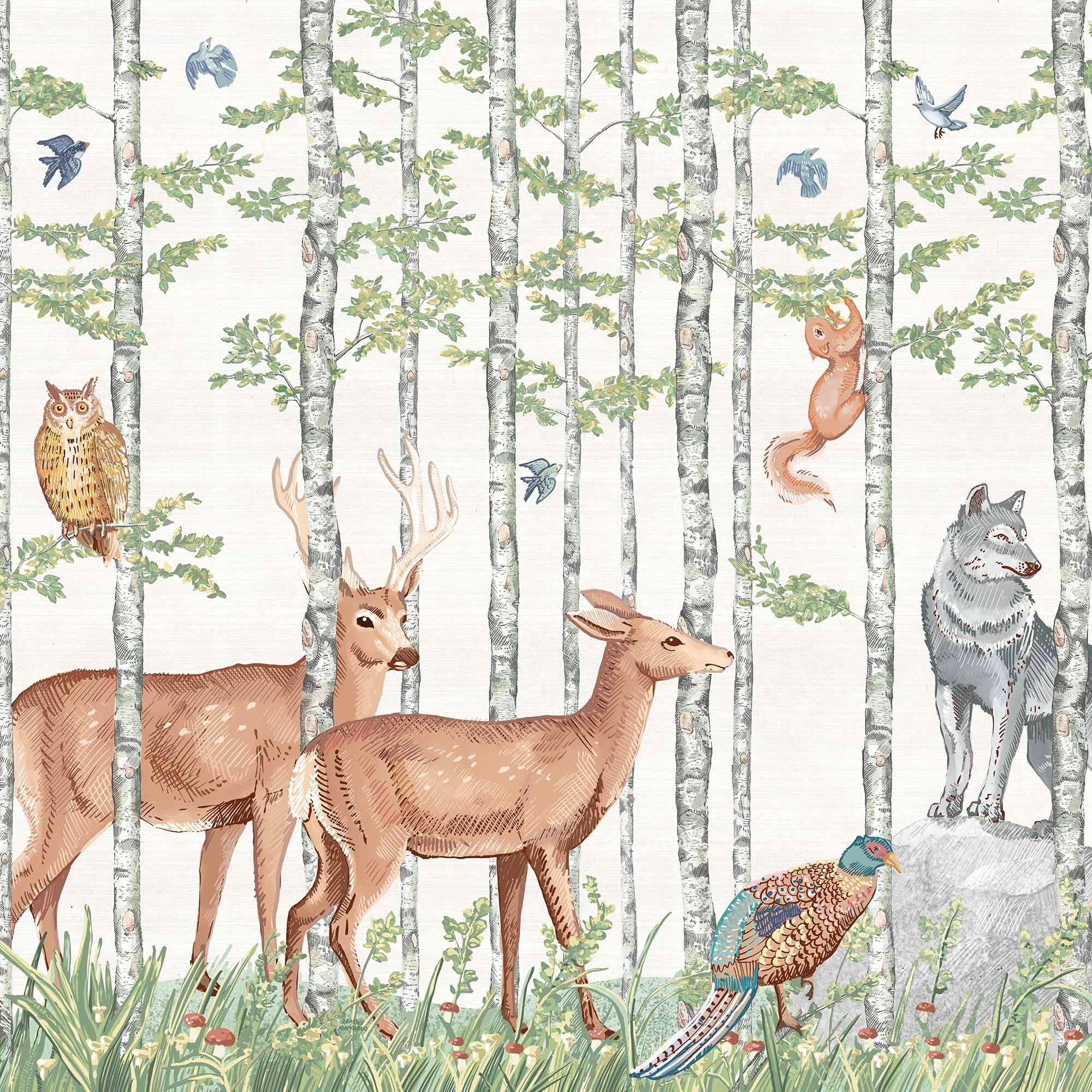 ANIMALES DEL BOSQUE. Disponible en 3 colores de fondo. Despégalo y pégalo donde quieras. - vinilaroom