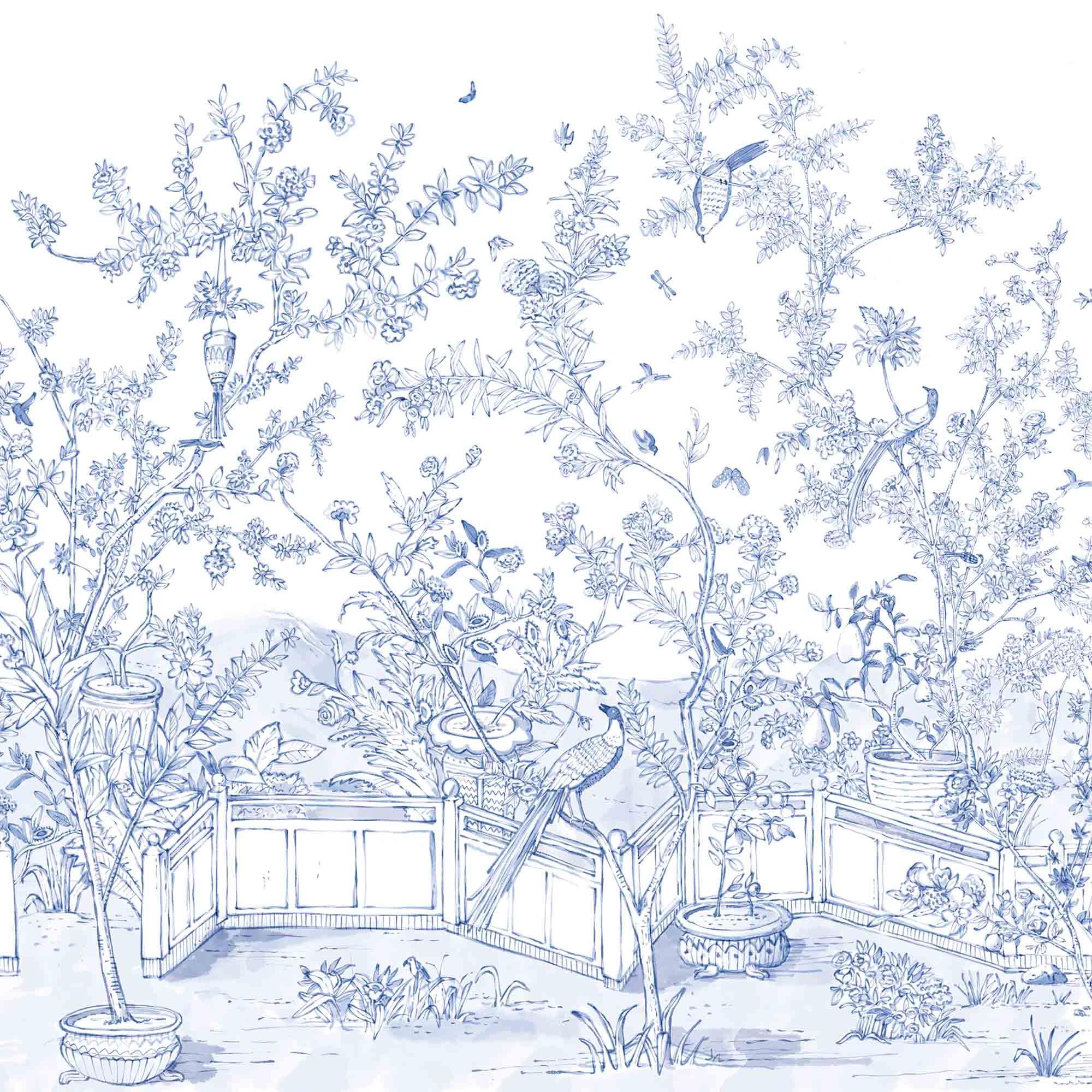 Mural Chinoiserie en Papel de Vinilo Autoadhesivo. Disponible en varios colores y materiales. - vinilaroom