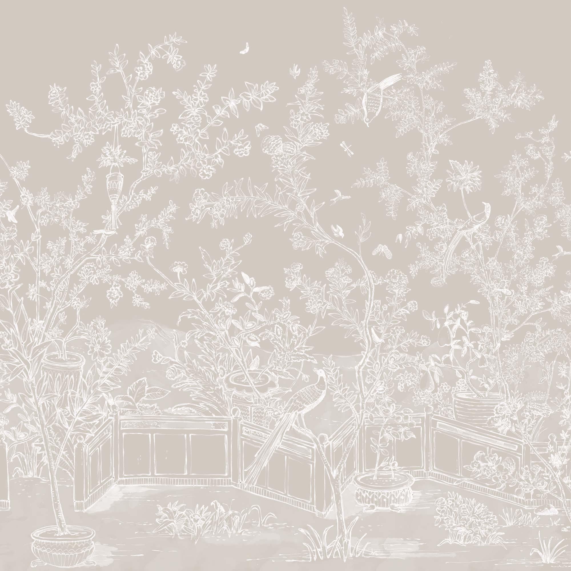 Mural Chinoiserie en Papel de Vinilo Autoadhesivo. Disponible en varios colores y materiales. - vinilaroom