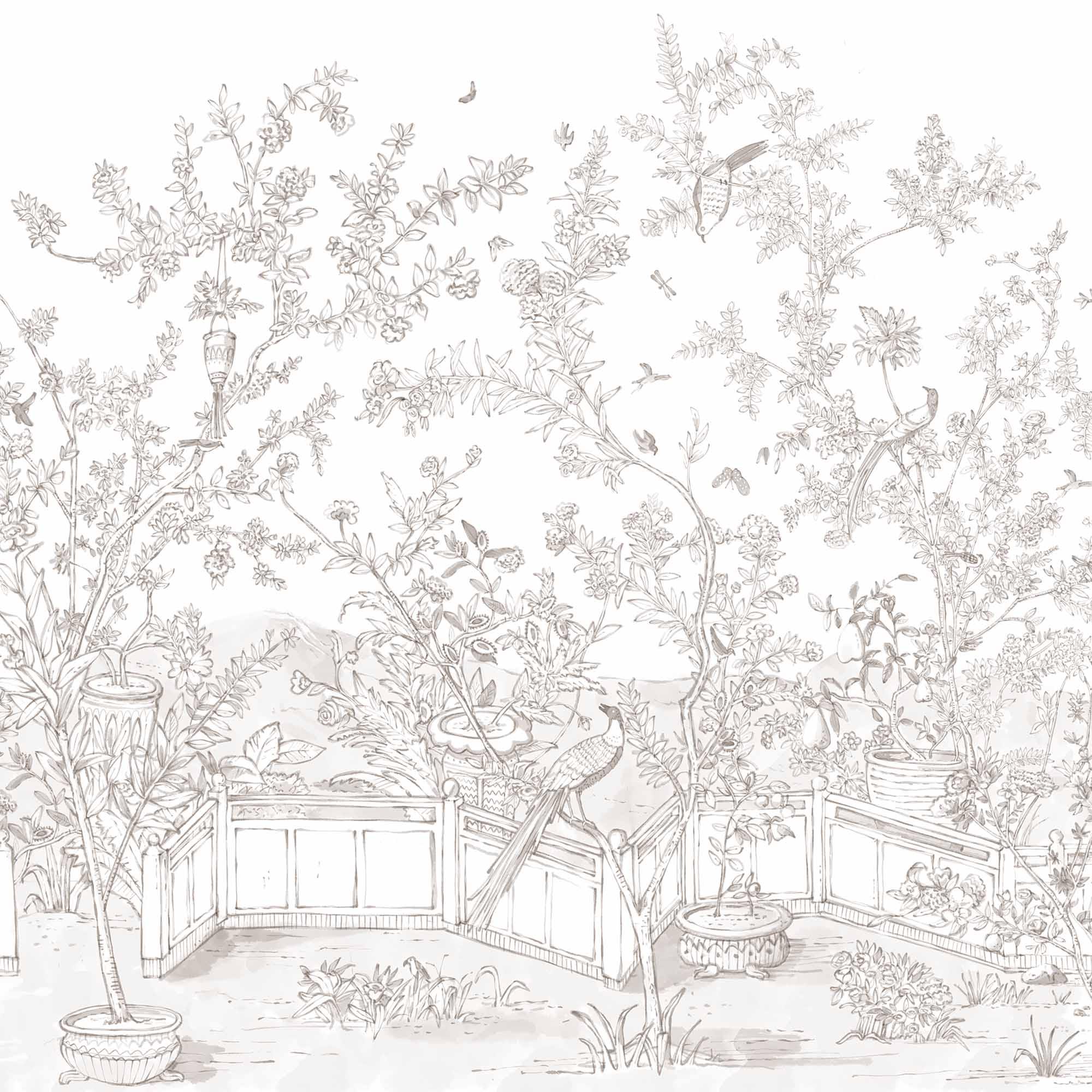 Mural Chinoiserie en Papel de Vinilo Autoadhesivo. Disponible en varios colores y materiales. - vinilaroom