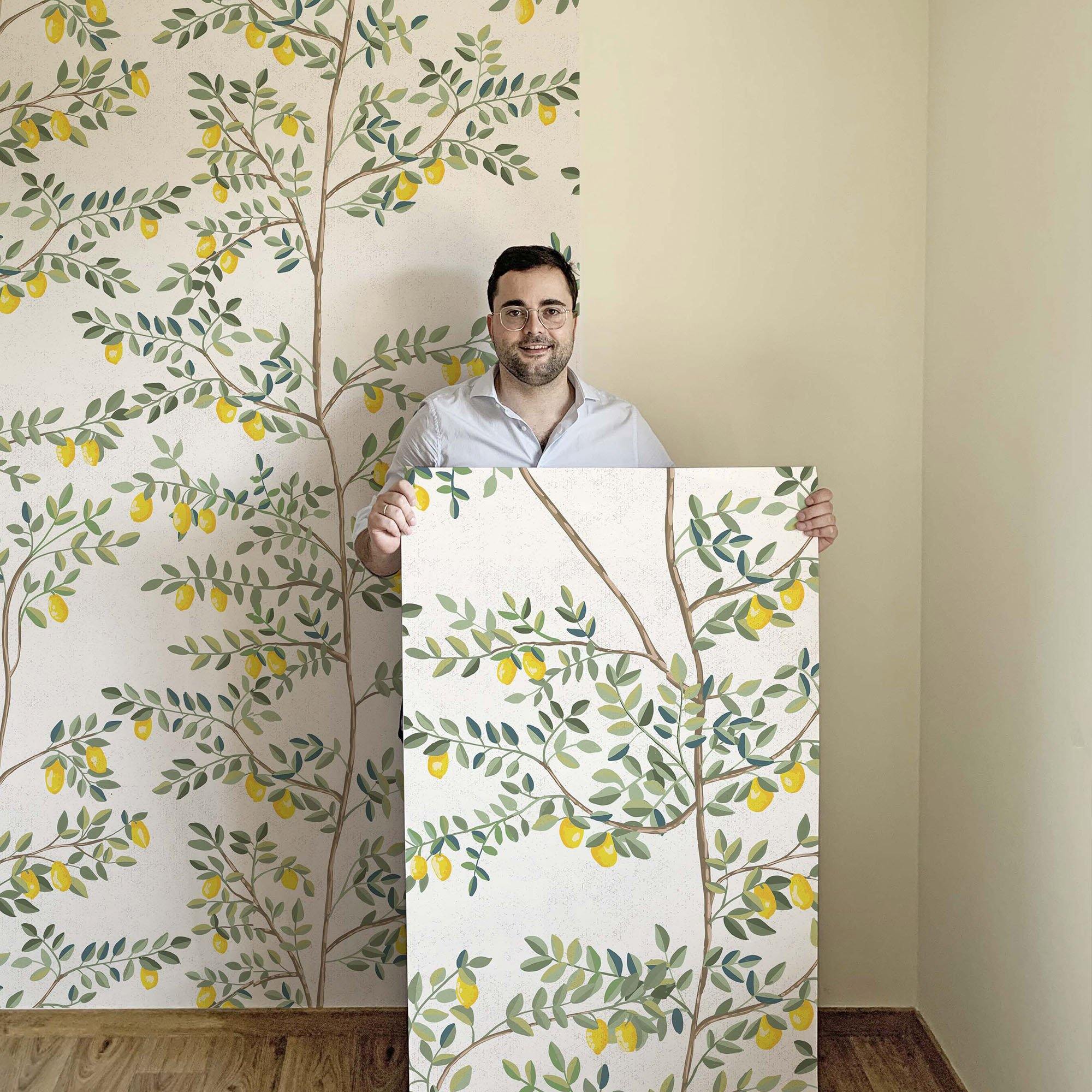 El sol del limonero. A medida. Fondo Blanco Roto. Despégalo y pégalo donde quieras - vinilaroom