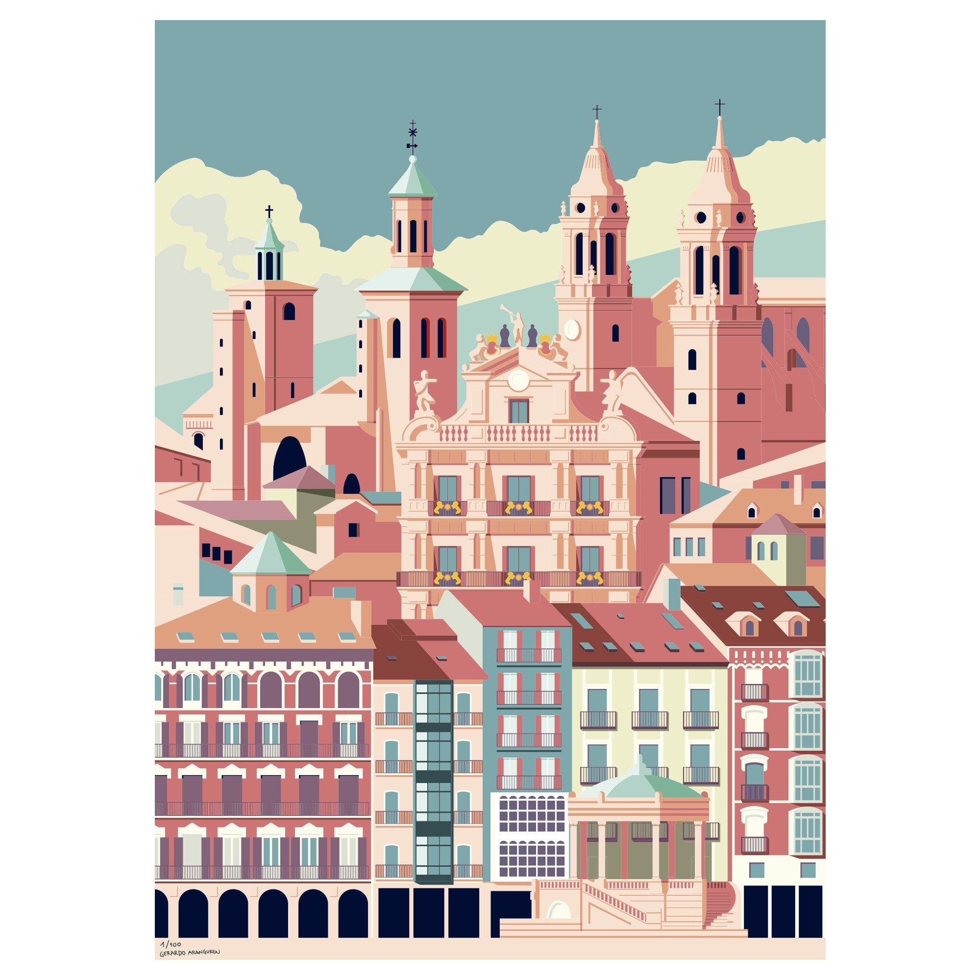 Lamina Atardecer en Pamplona 100x140cm. Disponible en varios soportes. Edición limitada. - vinilaroom