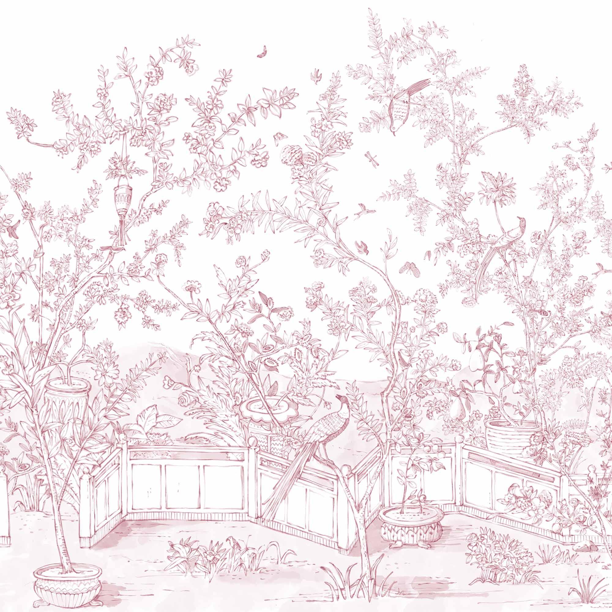 Mural Chinoiserie en Papel de Vinilo Autoadhesivo. Disponible en varios colores y materiales. - vinilaroom