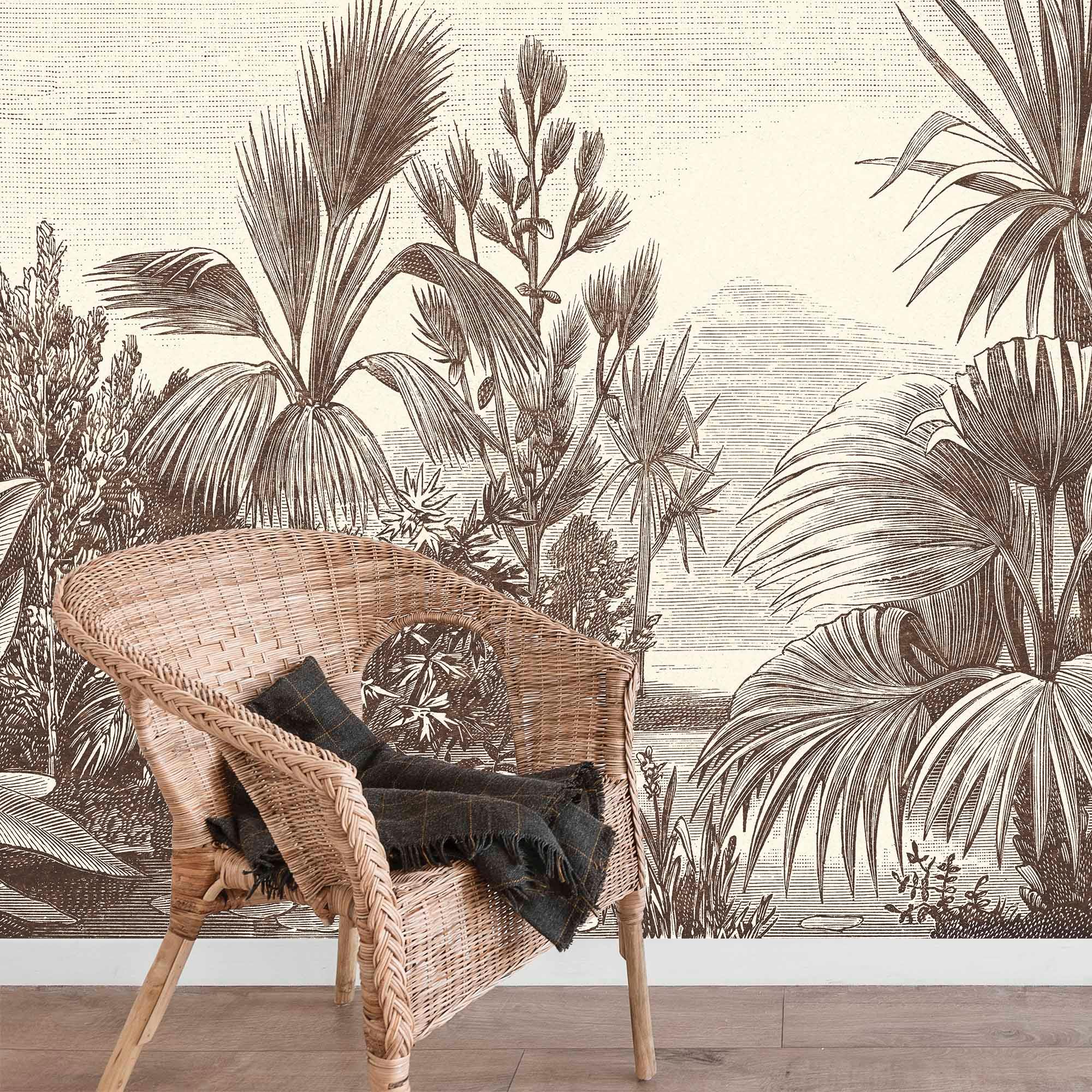 Mural Grabado Selva Vintage. A medida y disponible en varios colores - vinilaroom