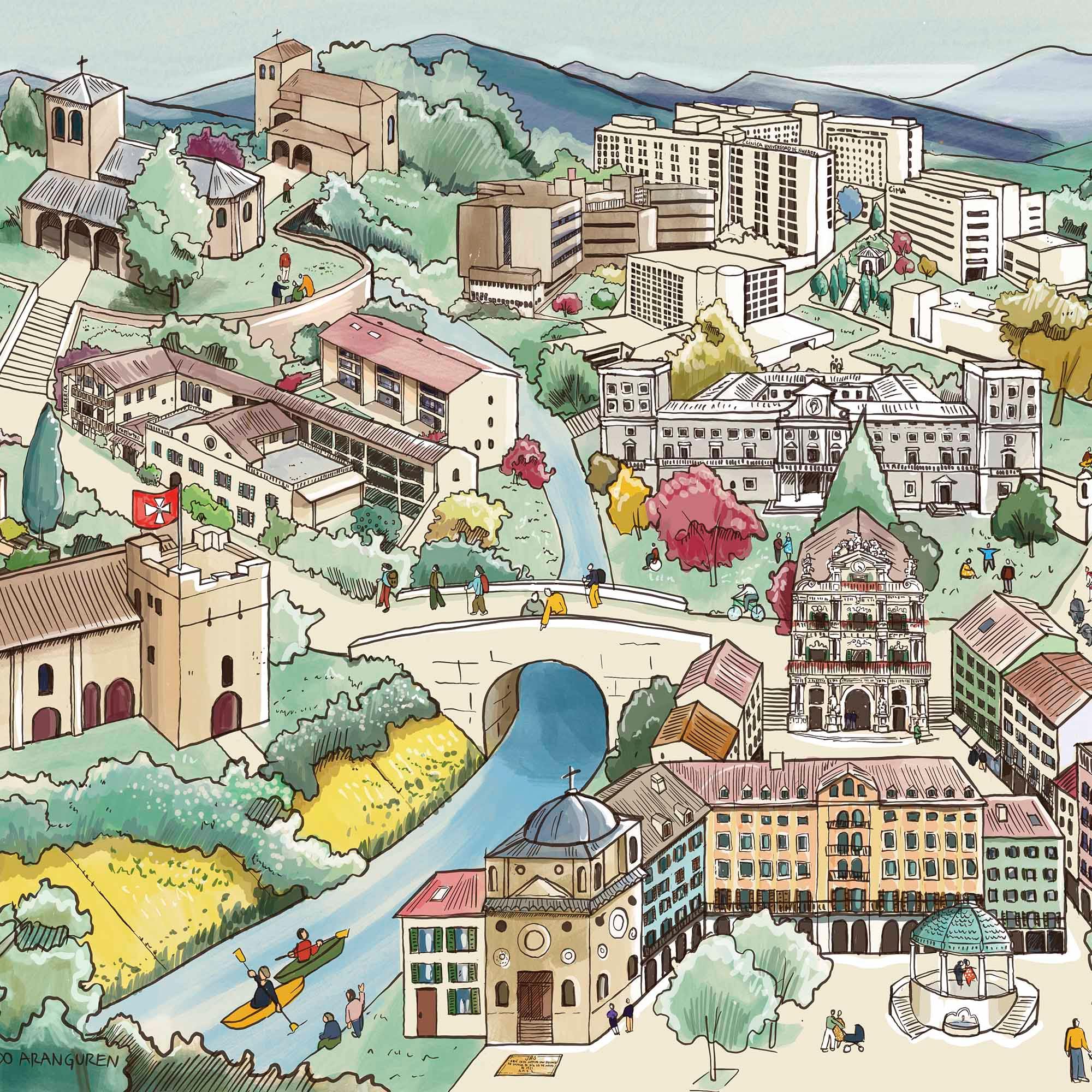 Lámina de Cizur a Pamplona - vinilaroom