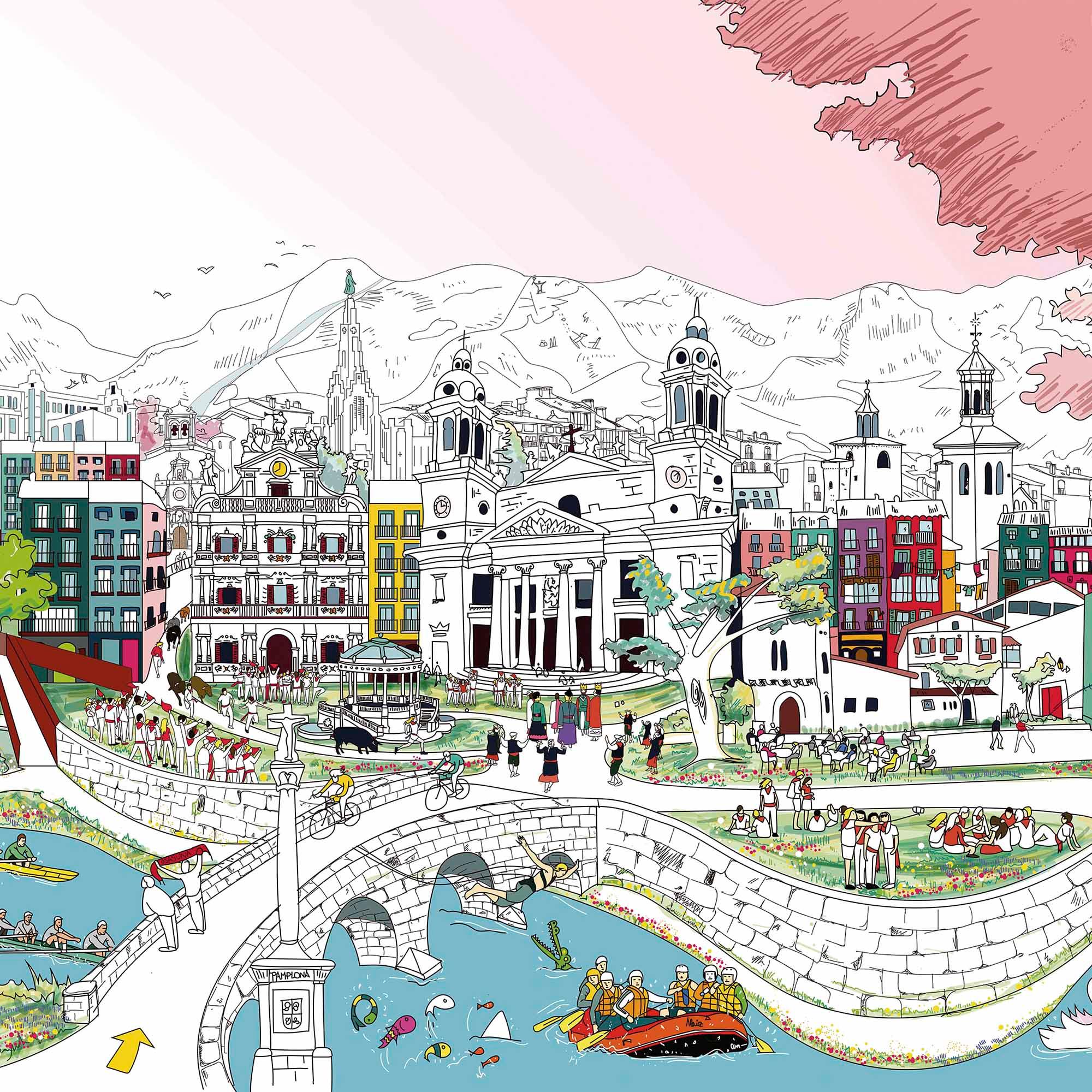 Lámina Panorámica Pamplona - vinilaroom