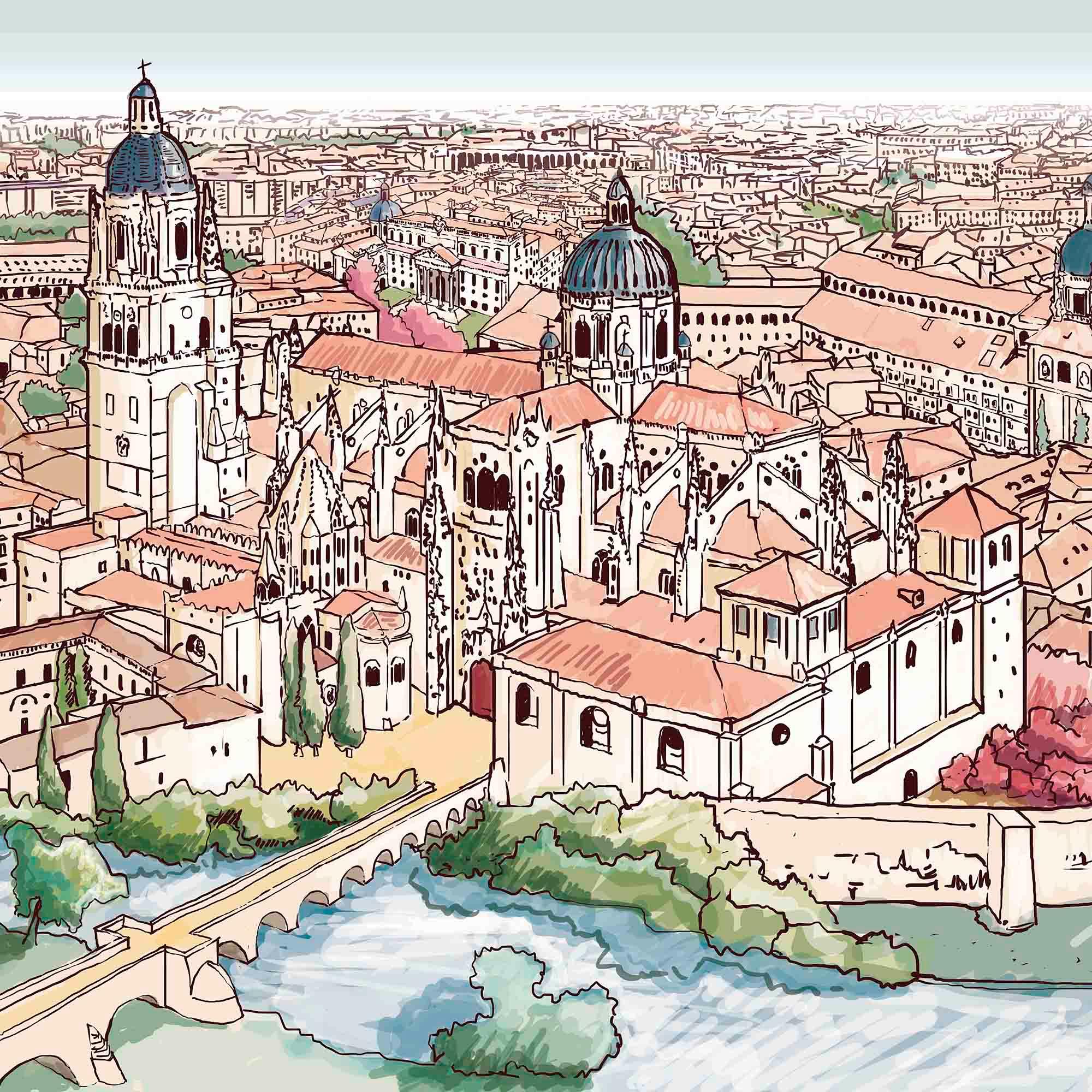 Lámina Panorámica Salamanca. Disponible en varios materiales. - vinilaroom