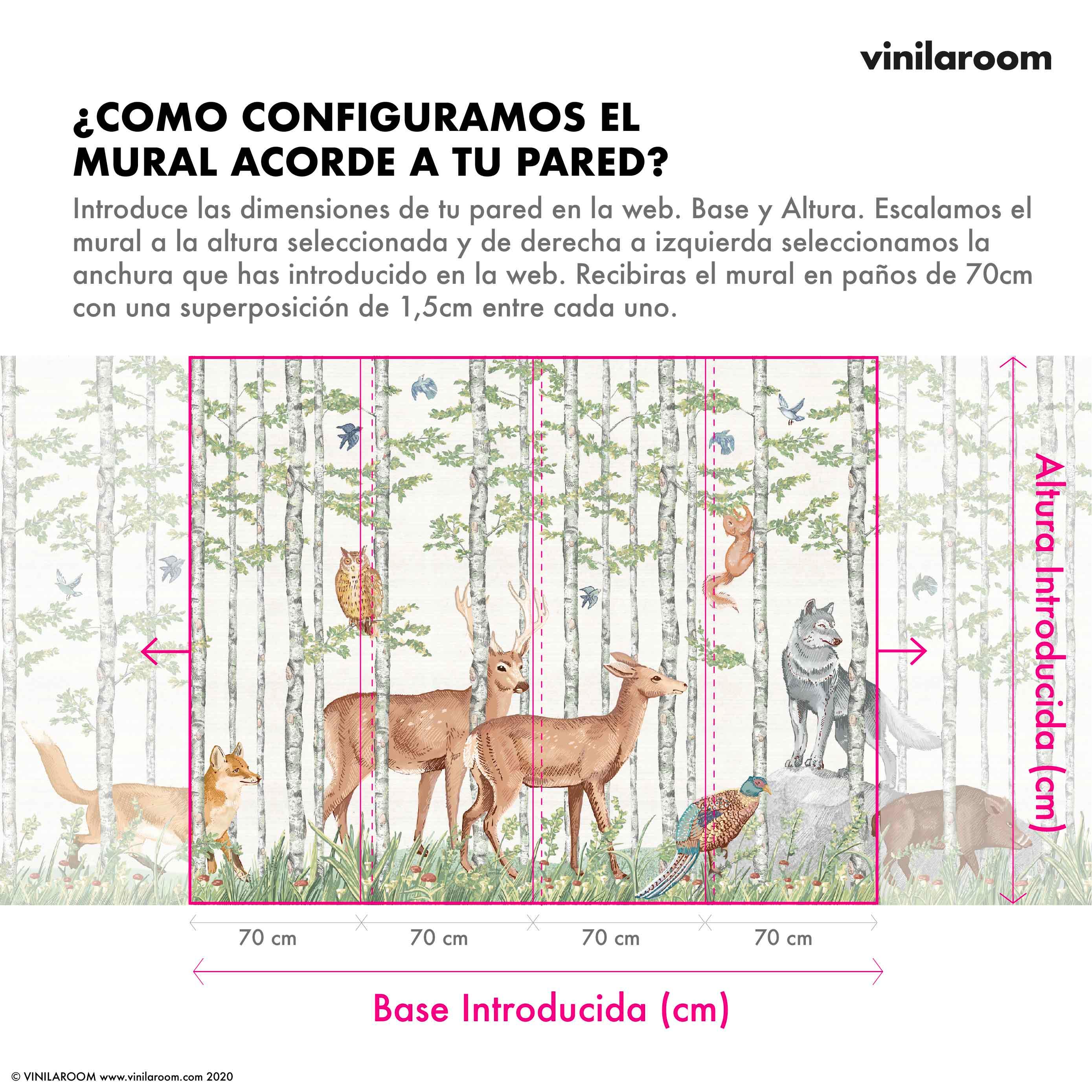 ANIMALES DEL BOSQUE. Disponible en 3 colores de fondo. Despégalo y pégalo donde quieras. - vinilaroom