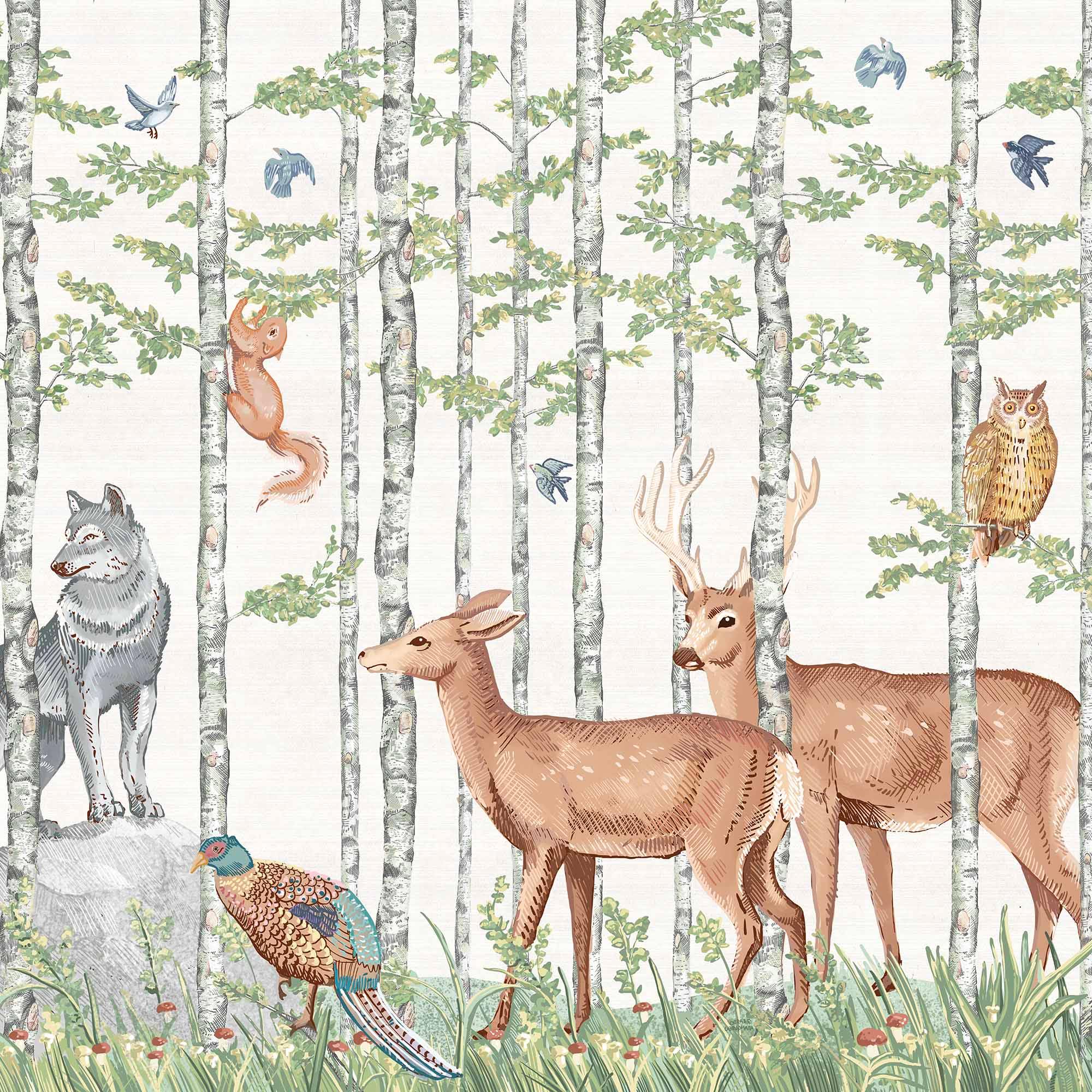 ANIMALES DEL BOSQUE. Disponible en 3 colores de fondo. Despégalo y pégalo donde quieras. - vinilaroom