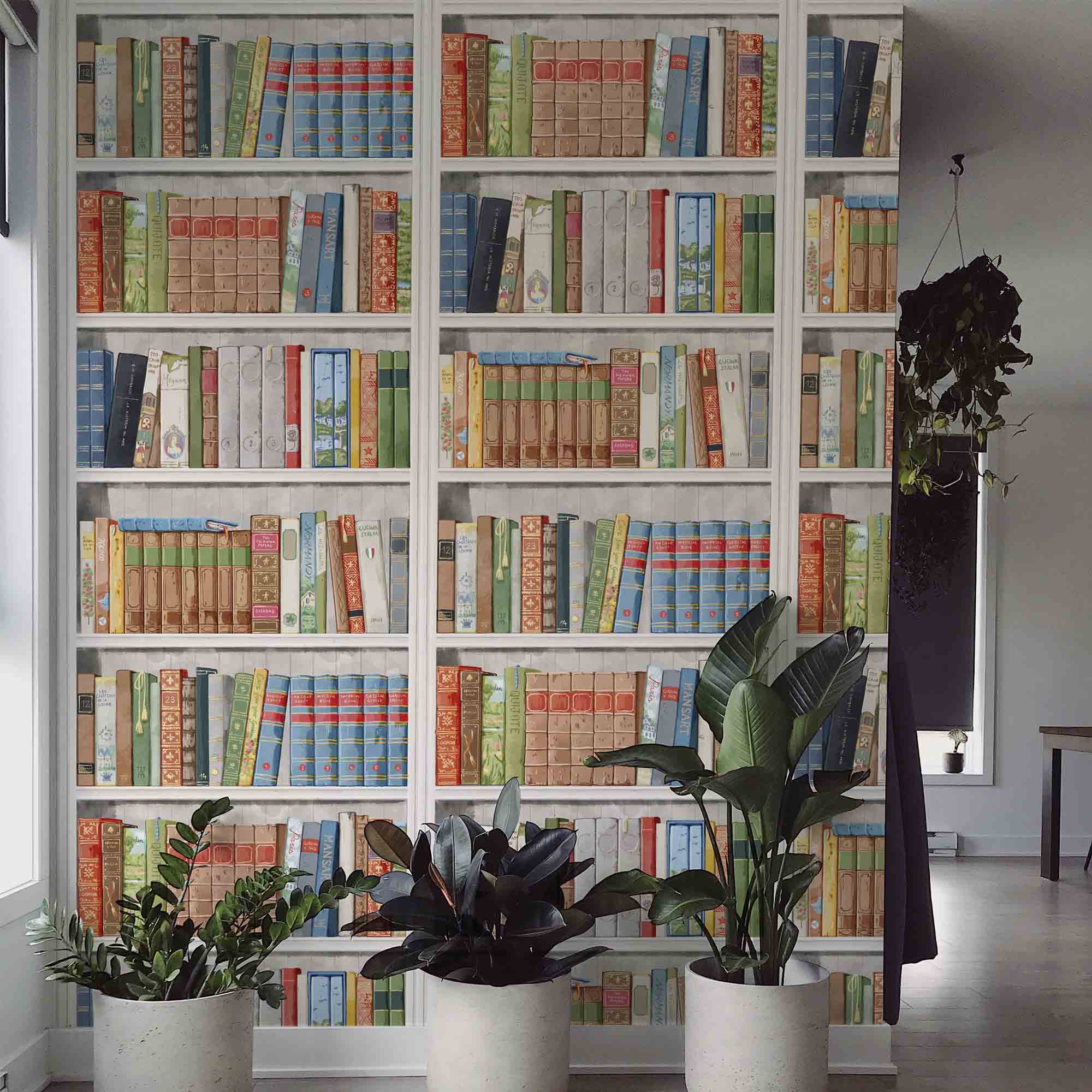 Librería en la biblioteca mural de pared, papel pintado de vinilo  autoadhesivo para decoración de pared grande, arte de pared imprimible  147.6 in x