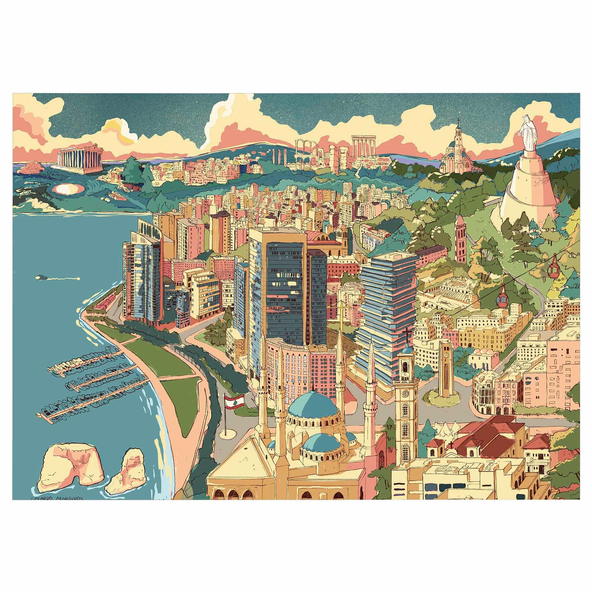 Atardecer en Beirut 100x140cm. Disponible en varios tamaños y soportes. Edición limitada. - vinilaroom