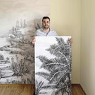 MURAL GRABADO DEL ALTIPLANO. Pintado a tinta por Gerardo Aranguren en colaboración con @alfombrasetnicas. Fondo blanco roto - vinilaroom