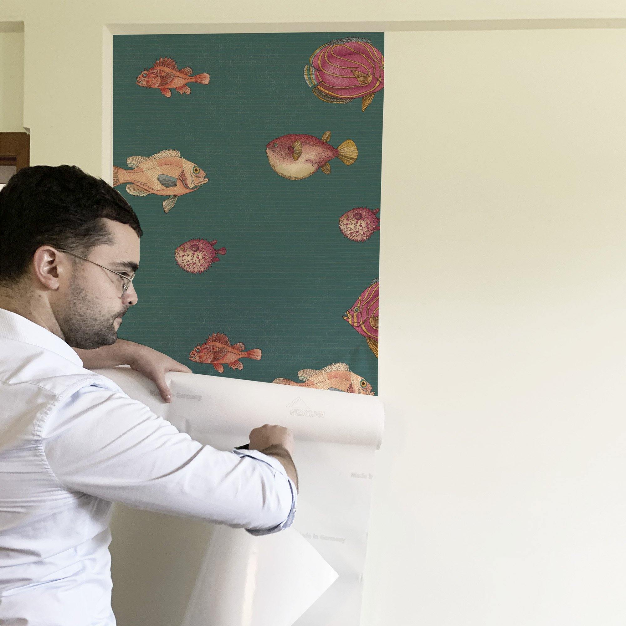 ACUARIO NAUTILUS. A medida y en varios colores de fondo. Despégalo y pégalo donde quieras - vinilaroom