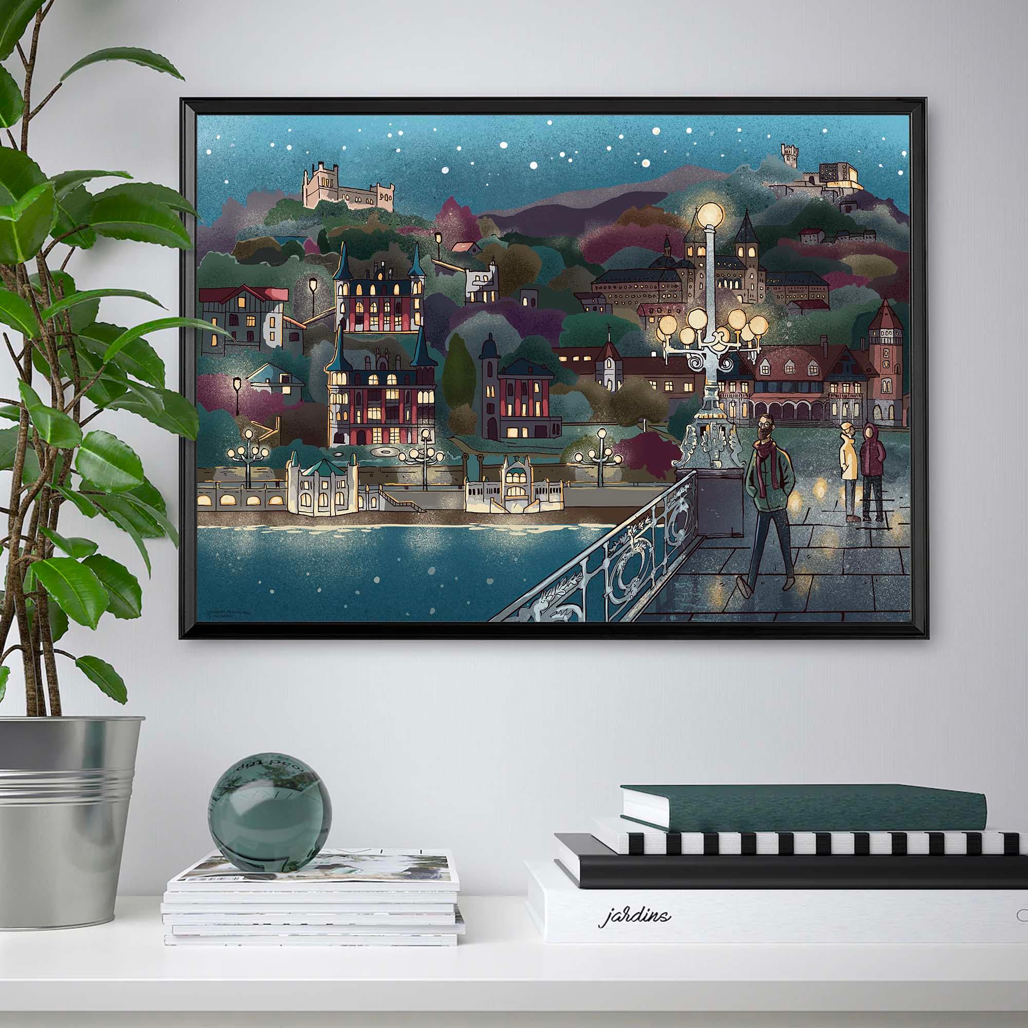 Lamina Noche en San Sebastián - vinilaroom